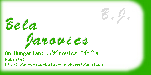 bela jarovics business card